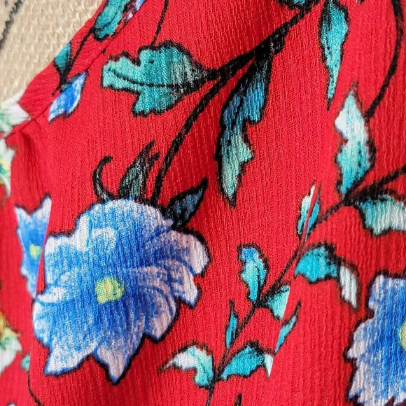 VERSE Womens Floral Boho Blouson Spaghetti Strap Maxi Dress Size XL Red Blue - Picture 10 of 16